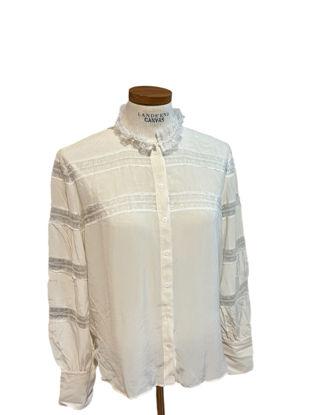 Sandro Paris Silk and Lace button up Blouse